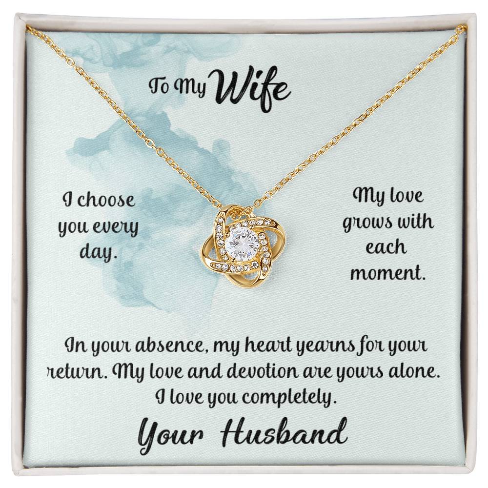 To My Wife - Love Knot Necklace (Yellow & White Gold Variants)