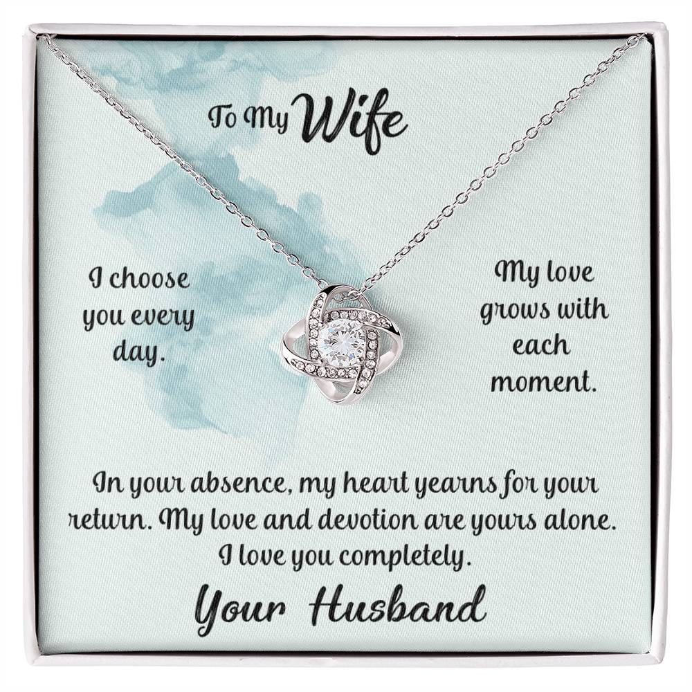 To My Wife - Love Knot Necklace (Yellow & White Gold Variants)