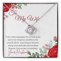 My Wife - Richer Than Gold - Love Knot Necklace (Yellow & White Gold Variants)