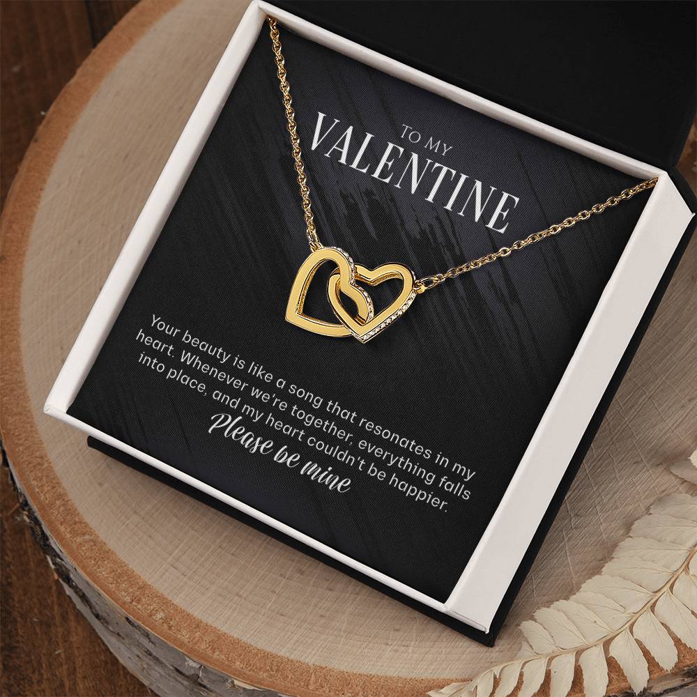 To My Valentine - Interlocking Hearts Necklace (Yellow & White Gold Variants)